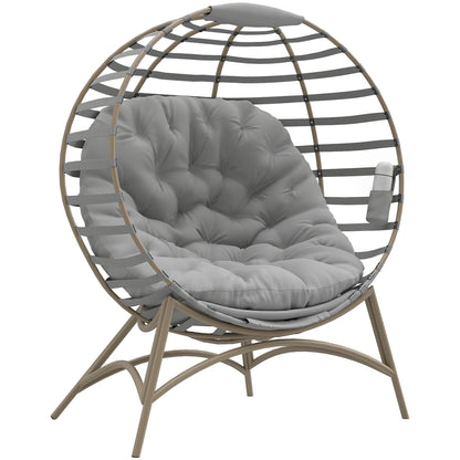 Egg Chair with Cushion & Side Pocket - Light Grey