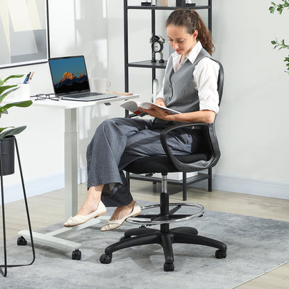 Drafting Chair with Adjustable Footrest, Ergonomic Mesh Office Chair with Lumbar Support