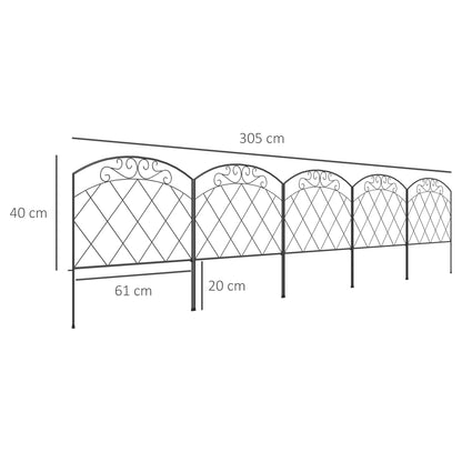 3m Decorative Metal Garden Fence - Diamond and Swirl Pattern