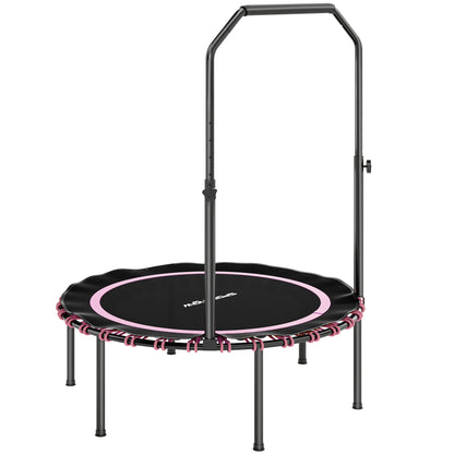 40" Foldable Fitness Trampoline Rebounder with Handle, Pink