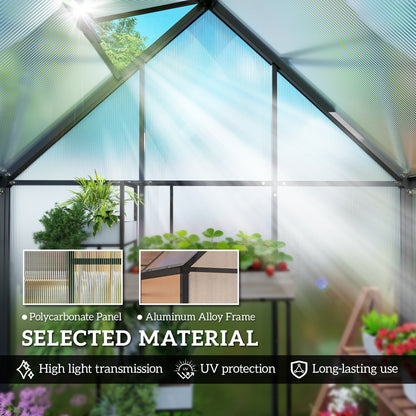 Polycarbonate Greenhouse with Swing Door and Adjustable Window, Walk-in Greenhouse, 5.5 x 2ft, Black