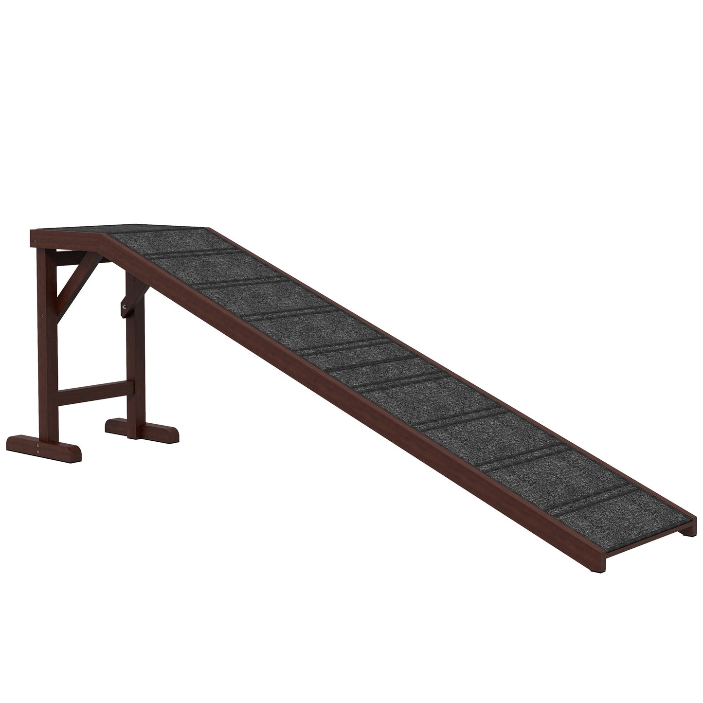 Pet Ramp for Dogs with Non-Slip Carpet and Top Platform - Brown & Grey