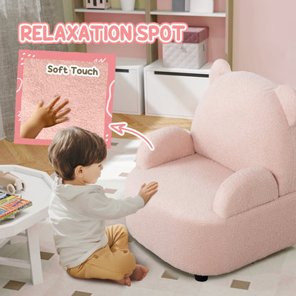 Kids Armchair, Bear Shaped Toddler Chair for Bedroom Playroom Living Room, Aged 18 Months to 3 Years - Pink