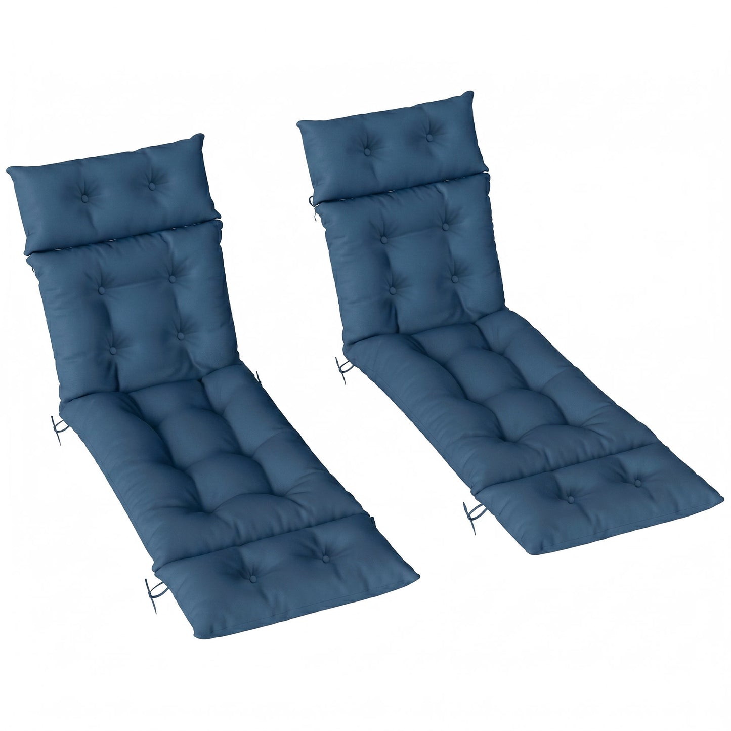 Set of Two 190 x 56cm Sun Lounger Cushions - Navy Blue