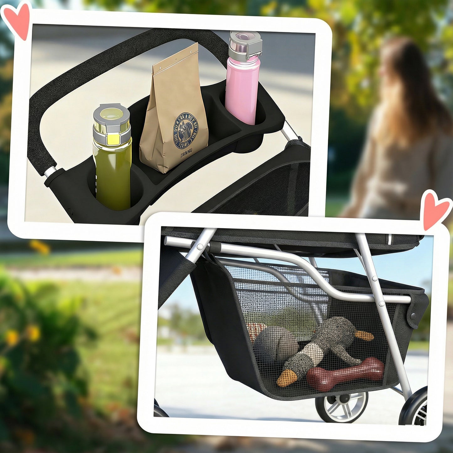3 Wheel Pet Stroller for Small and Miniature Dogs, Black
