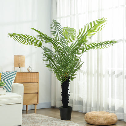 175cm Artificial Areca Palm Tree with 16 PE Leaves, Decorative Artificial Plant with Plastic Pot and Flocked Soil