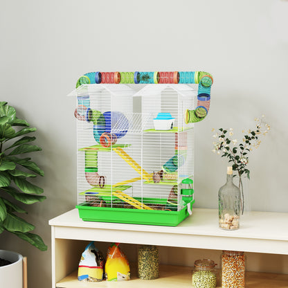 Hamster Cage, 5 Tier Carrier Habitat with Exercise Wheels Tunnel Tube Water Bottle Dishes House Ladder