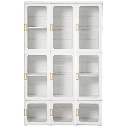 Portable Clothes Wardrobe for Bedroom, Foldable Clothes Organiser with Cube Storage, Hanging Rods, Magnet Doors, White