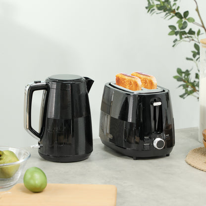 Kettle and Toaster Set, 1.7L 3000W Fast Boil Kettle & 2 Slice Toaster Kitchen Set with 7 Level Browning Controls, Defrost