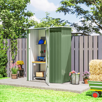 5ft x 3ft Garden Storage Shed, Galvanised Outdoor Metal Shed Waterproof with Sloped Roof, Lockable Door for Patio Tools