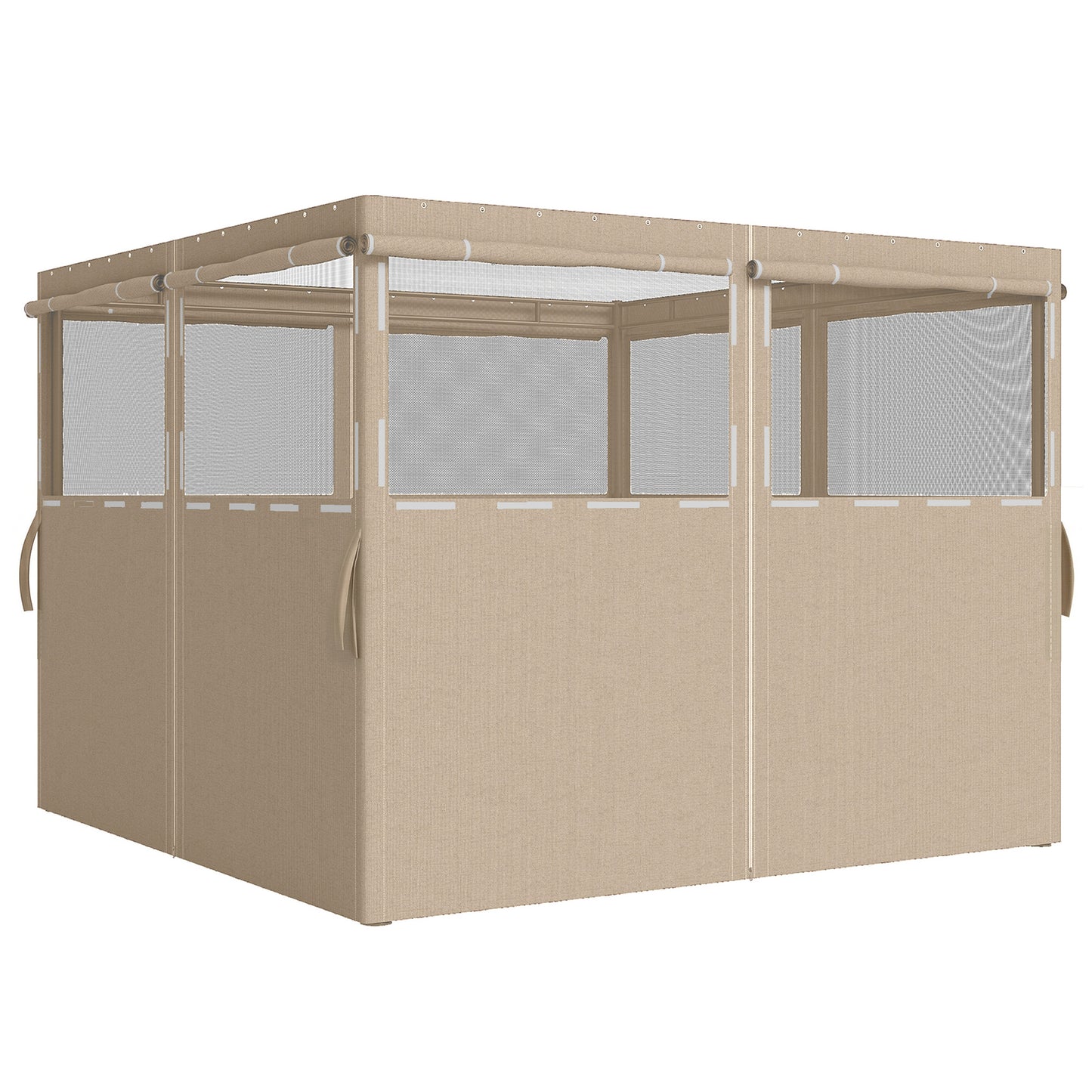 4 Pack Replacement Gazebo Curtains Privacy Panel for Most 3 x 3 m Gazebo, Outdoor Shelter Sidewalls, Khaki