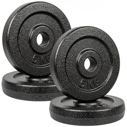 Weight Plates Set, 1"/2.5cm Weight Disc Pair, 4 x 5kg Metal Dumbbell/Barbell Plates for Home Gym