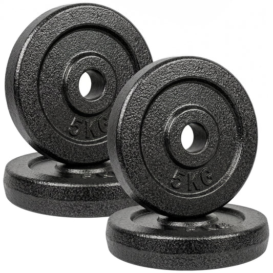 Weight Plates Set, 1"/2.5cm Weight Disc Pair, 4 x 5kg Metal Dumbbell/Barbell Plates for Home Gym
