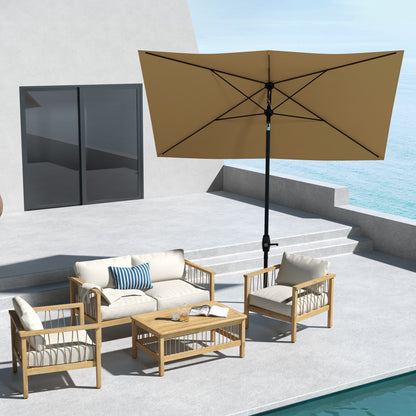 3 x 2 m Garden Parasol Umbrella with Aluminium Pole, UPF 50+ Rectangular Outdoor Table Parasol Sun Shade