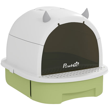 Enclosed Cat Litter Box w/ Pull-Out Drawer, Scoop, Deodorising Bags for Odour Control, Privacy, Portable, Easy to Clean