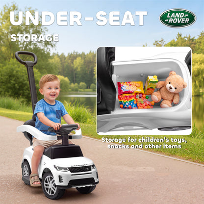Land Rover Discovery Licensed Baby Push Car, 2-in-1 Ride on Car with Push Handle and Safety Guardrail, White