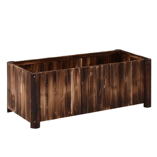Wooden Raised Garden Bed, 120 x 50 x 45cm Elevated Planter Box, Outdoor Flower Bed with Drainage Gaps, Easy Assembly