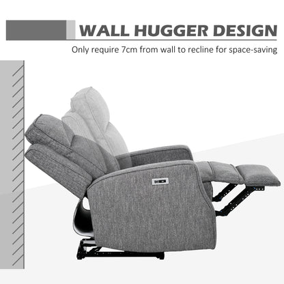 150° Electric Reclining Chair, with USB port and Footrest - Charcoal Grey