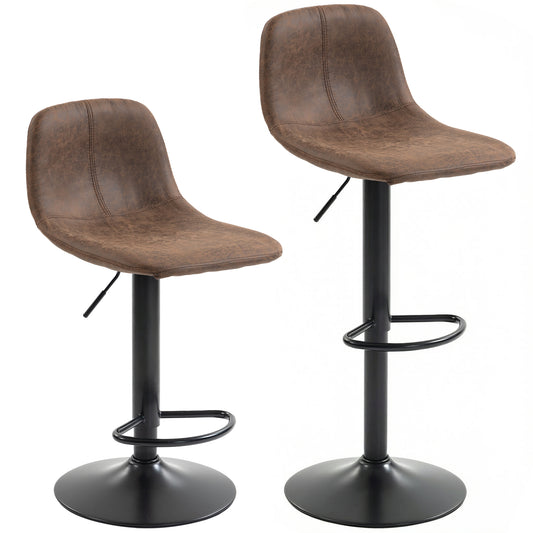Bar Stools Set of 2, Modern Swivel Barstools with Footrest for Kitchen Island and Dining Room, Brown