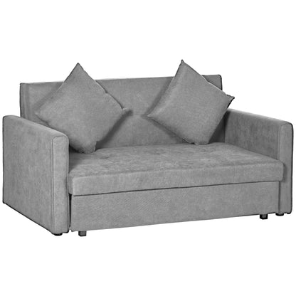 Snow Flannel Two-Seater Sofa Bed, with Storage - Grey