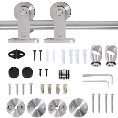 Wooden Sliding Door Kit Stainless Steel Smooth Operation Hardware Track Kit System Unit For Single Door 2000mm