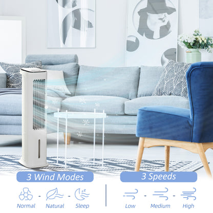 Evaporative Air Cooler, 5L Water Tank Oscillating Ice Cooling Fan with 3 Modes, 3 Speeds, Remote Control, Timer