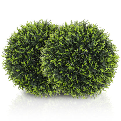 Set of 2 Artificial Plant Topiary Balls, UV-Protected Fake Decorative Plants, Faux Home Indoor Outdoor Decor, 45cm, Green