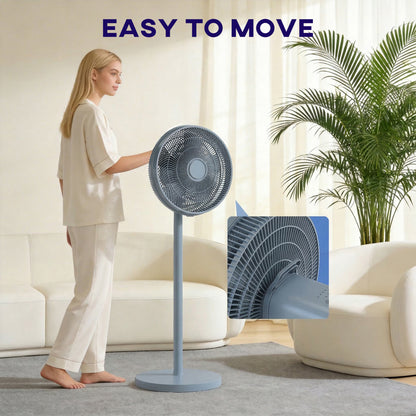 40 cm Standing Fan, Cooling Floor Fan with 80° Oscillating, Adjustable Tilt and Height, 4 Speed, Remote Control, Grey