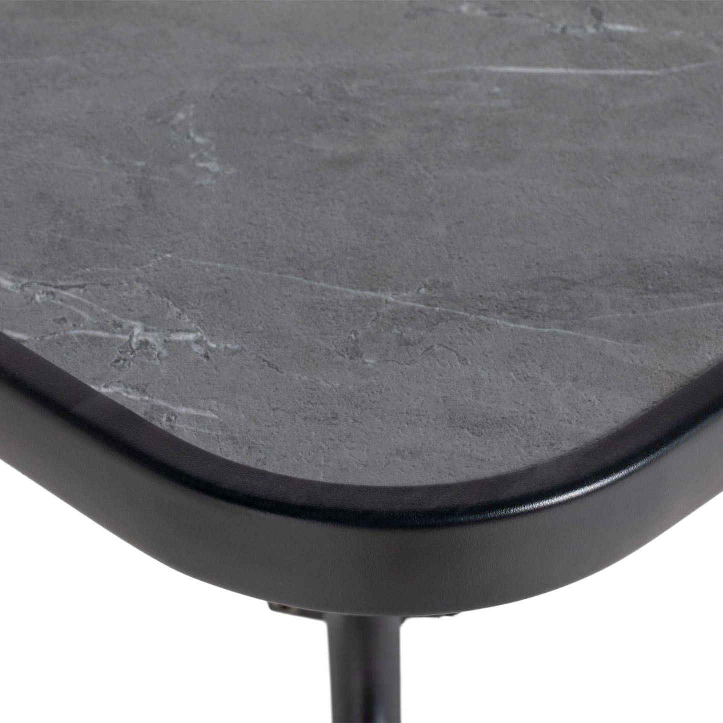 Square Outdoor Table, Patio Bistro Coffee Table with Faux-marbled Top and 42mm Umbrella Hole for Garden