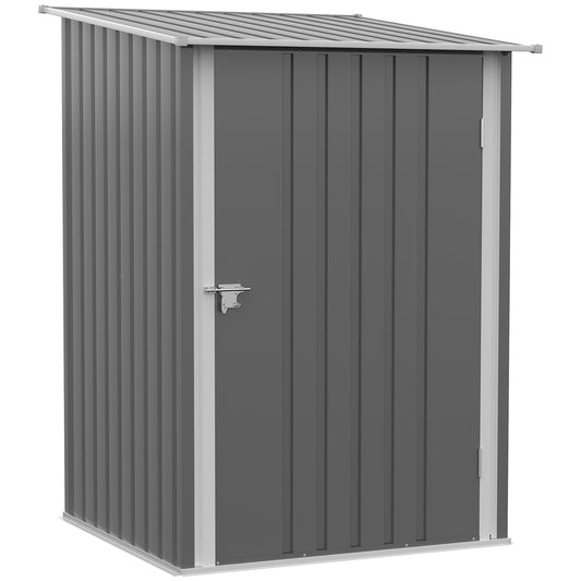 3.3 x 3.4ft Lean To Steel Garden Shed, with Locking Door - Grey