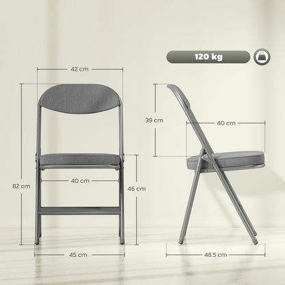 Set of Four Folding Corduroy Seat Chairs - Grey