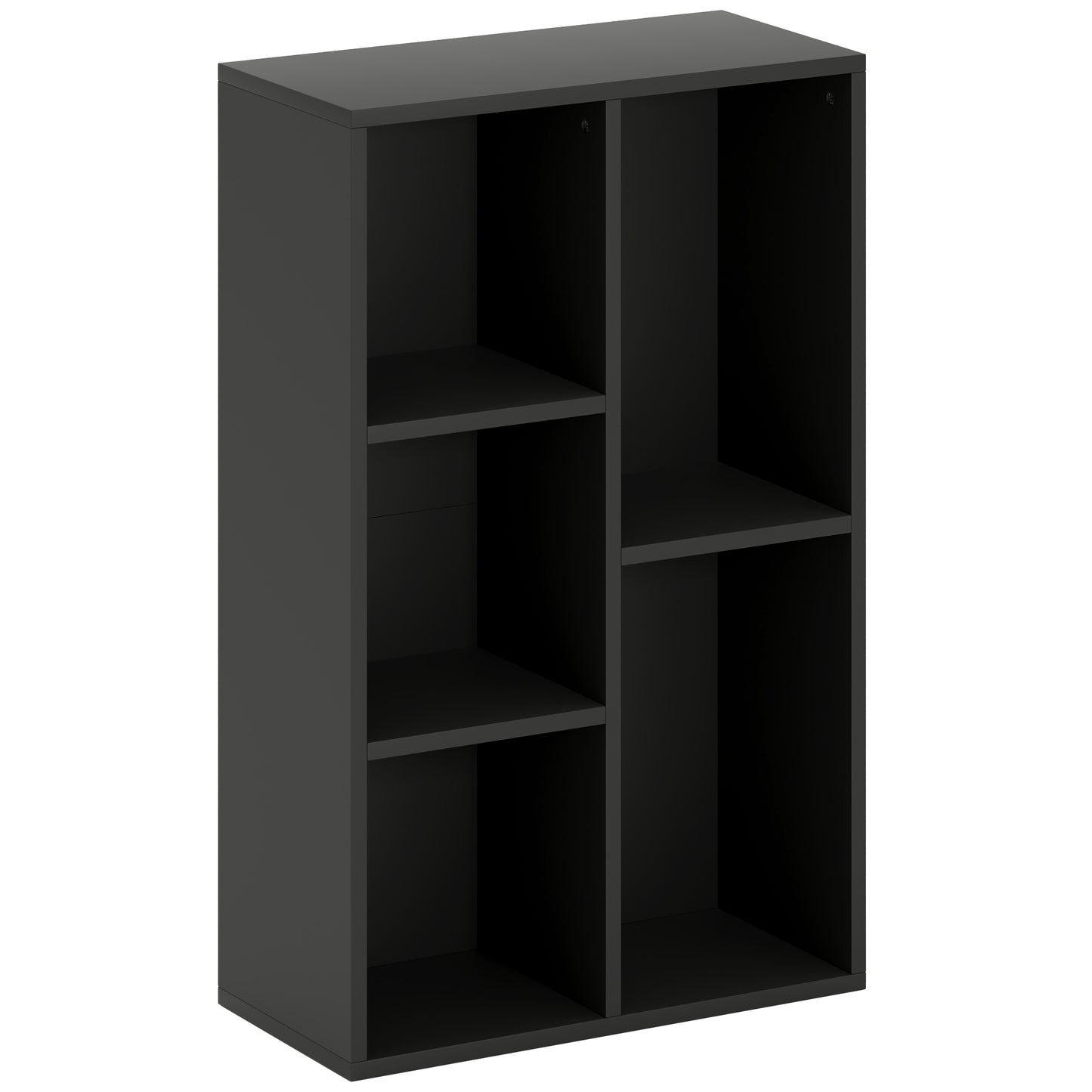 2-Tier Bookshelf with 5 Compartments - Black