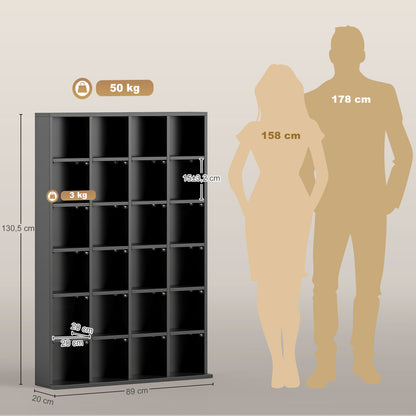 CD Storage Unit with Adjustable Shelves, 89 x 130.5 cm, Black