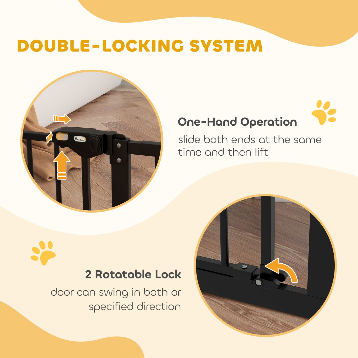 Adjustable Safety Gate w/ Two Extensions, Four Adjustable Screws, Black