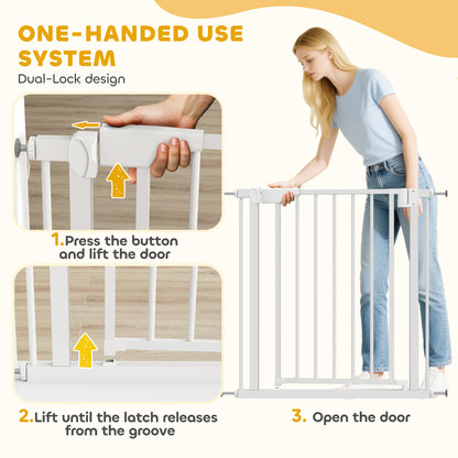 Baby Gate, Pet Safety Gate Pressure Fit, 76-81cm Wide with Two-Way Open, One-Hand Opening