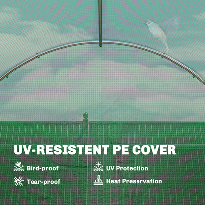 2 x 3 m Walk-in Polytunnel Greenhouse with Hinged Door and 6 Roll Up Mesh Windows, Garden Tunnel Warm House Tent, Green