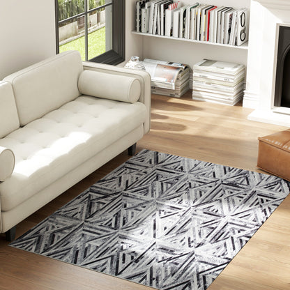 Modern Area Rug, Triangle Pattern Non-Slip Washable Rug, Chenille Floor Carpet for Living Room, Bedroom, Dining Room
