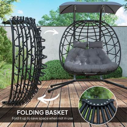 Two-Seater Rattan Egg Chair - Black
