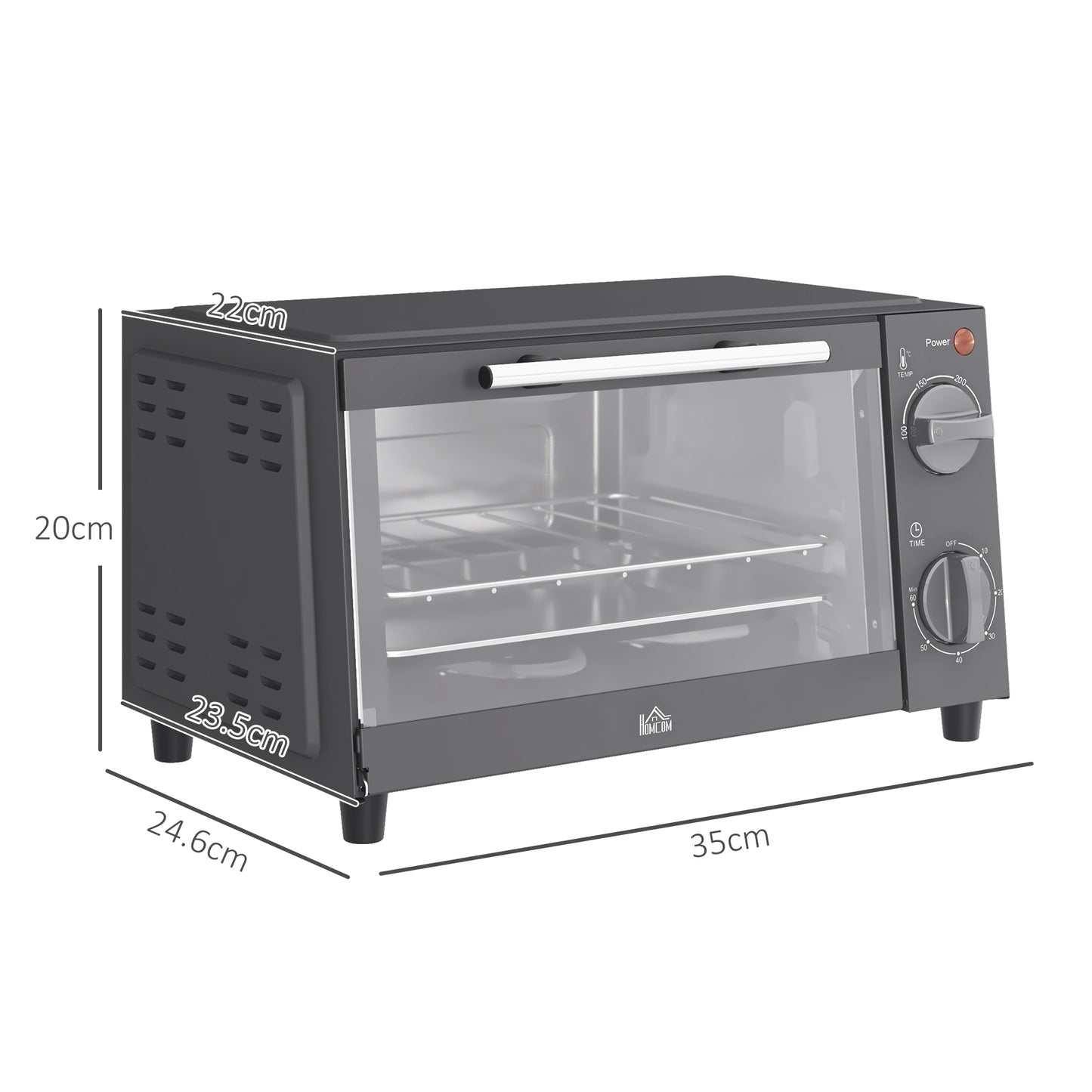 Mini Oven, 9L Countertop Electric Grill, Toaster Oven with Adjustable Temperature, Timer