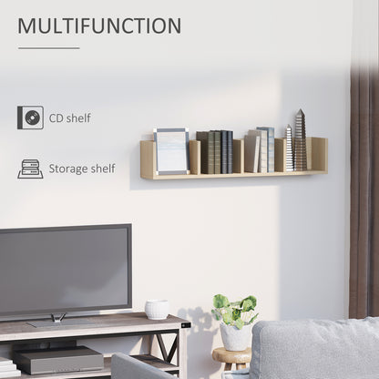 Wall Mount 84 CD / 56 DVD/Blu-ray/ Media Storage Rack 4 Cubes Wooden Shelf Organizer Unit Bookcase Display, Natural