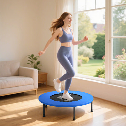 32" Mini Fitness Trampoline Home Gym Yoga Exercise Rebounder Indoor Outdoor Jumper with Safety Pad, Support Up to 100 KG