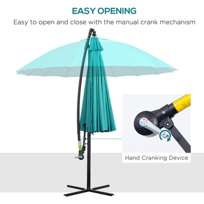 3(m) Cantilever Umbrella 18 Ribs & Vents Adjustable Angle for Patio Green