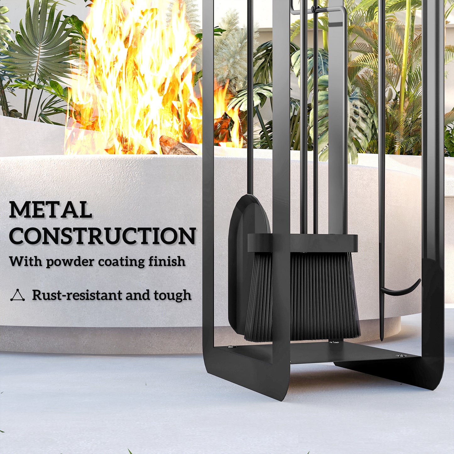5 Pieces Fireplace Companion Set, Metal Fireplace Accessories Fireside Companion Set with Brush, Shovel, Poker