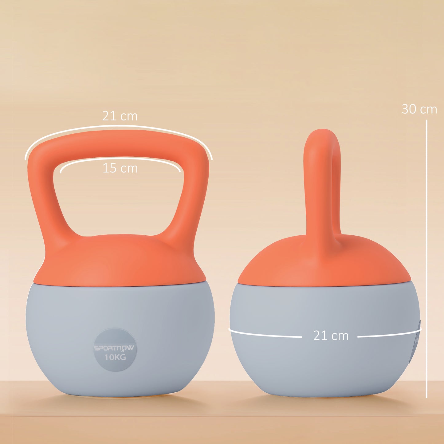 10KG Soft Kettlebell, Kettle Bell with Non-Slip Handle for Home Gym, Weight Lifting, Strength Training, Orange/Grey