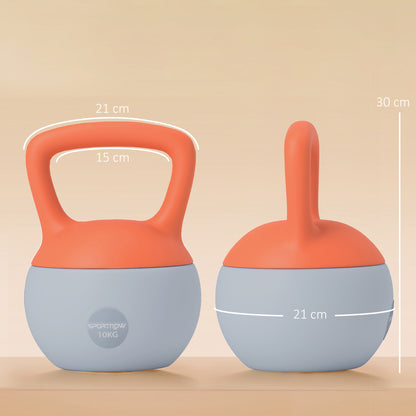 10KG Soft Kettlebell, Kettle Bell with Non-Slip Handle for Home Gym, Weight Lifting, Strength Training, Orange/Grey