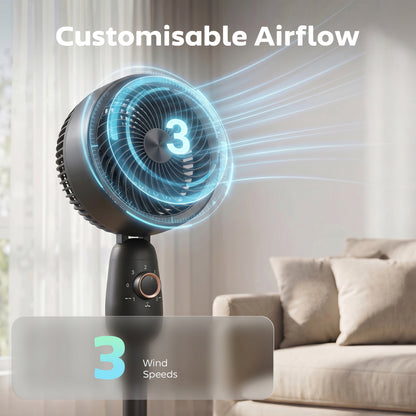 Pedestal Fan, Powerful Air Circulator, 36 Inch Floor Standing Fan with 3 Speed Settings, 70° Oscillating for Bedroom