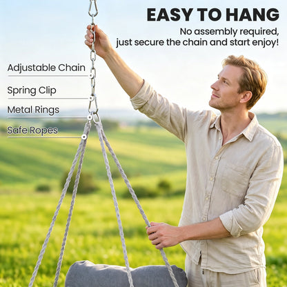 Hanging Chair Outdoor Hammock Chair with Soft Cushion, Cotton Rope Boho Style Swing Chair