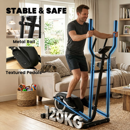 Elliptical Cross Trainer for Home, Quiet Magnetic Elliptical Machine with Bluetooth, App Compatible, 8-Level Resistance
