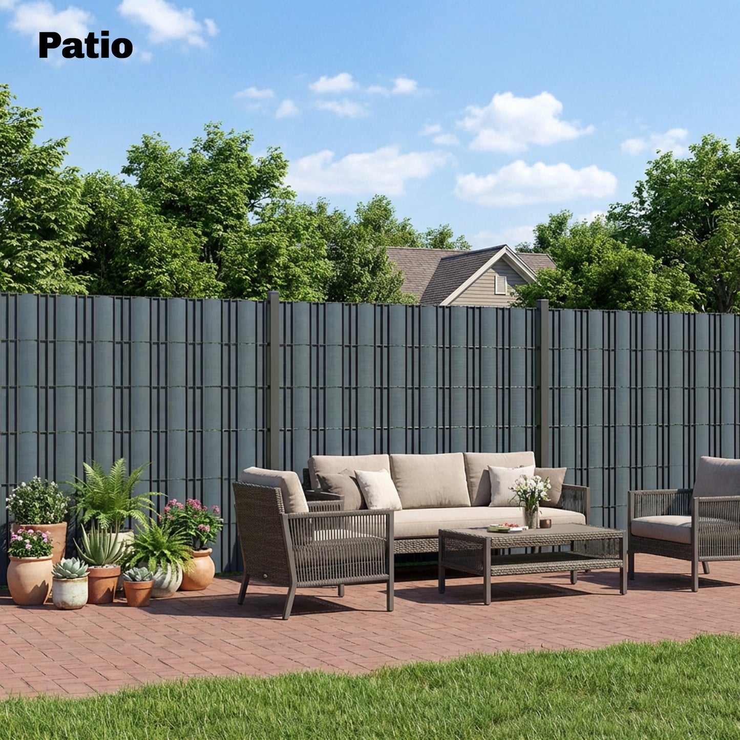 2Pcs Privacy Garden Screen Fence, UV Resistant Waterproof Windbreak Fencing, 70mx19cm, Grey