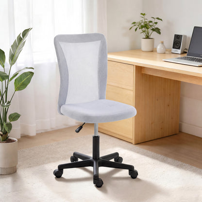 Mesh Office Chair Armless Swivel Executive Computer Desk Chair Adjustable Height Wheels White